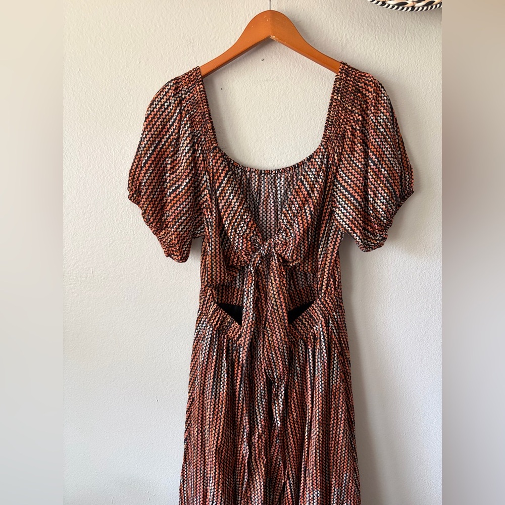 NWT Ramy Brook Megan Cutout Smocked Waist Tie Front Maxi Dress Women’s Plus XXL - Picture 2 of 14
